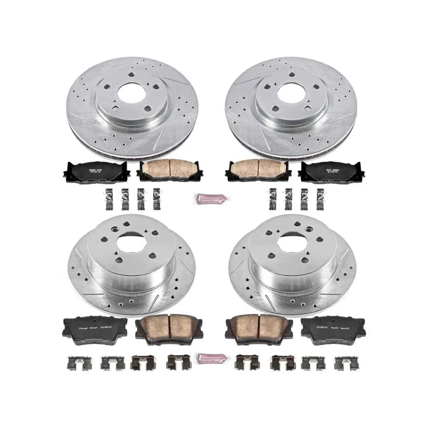 Power Stop K2822 - Z23 Evolution Sport Performance 1-Click Brake Kit With Hardware (Front And Rear)