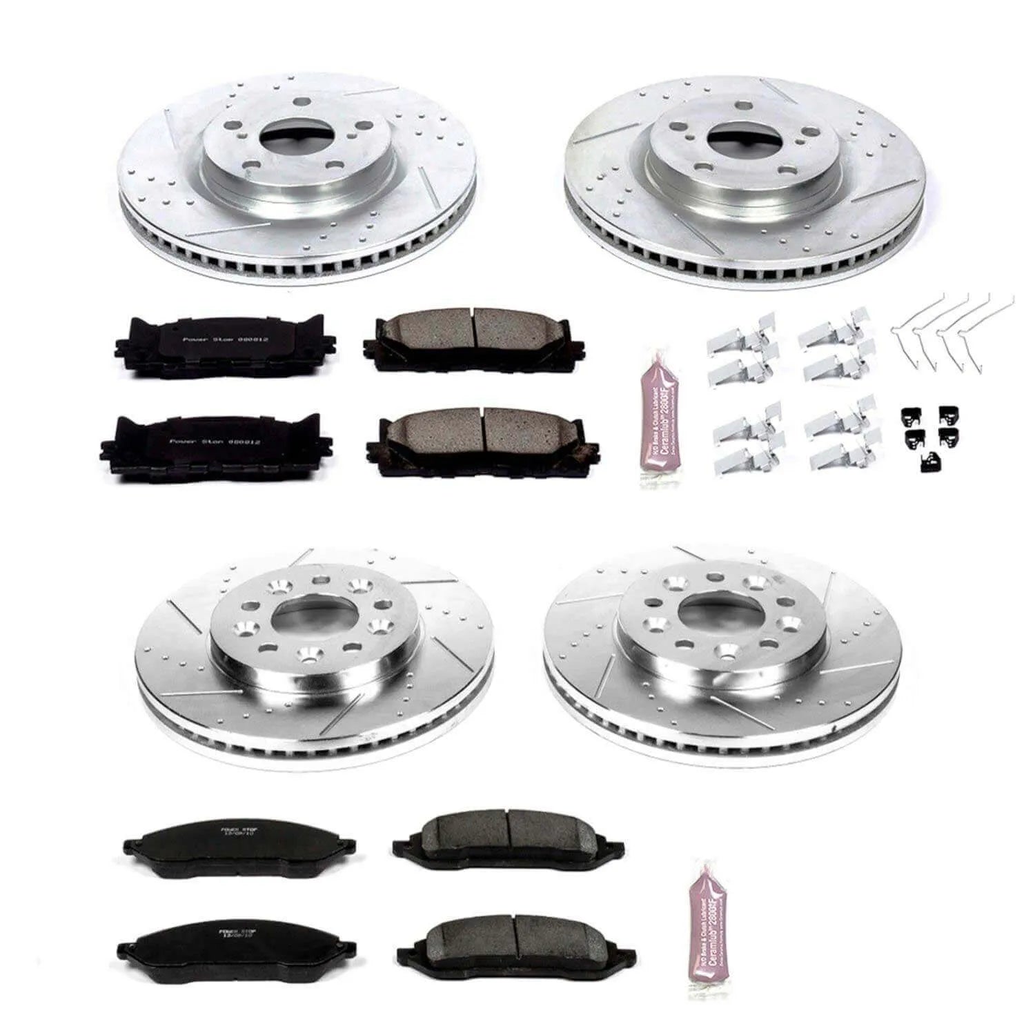 Power Stop K2828 - Z23 Evolution Sport Performance 1-Click Brake Kit With Hardware (Front And Rear)