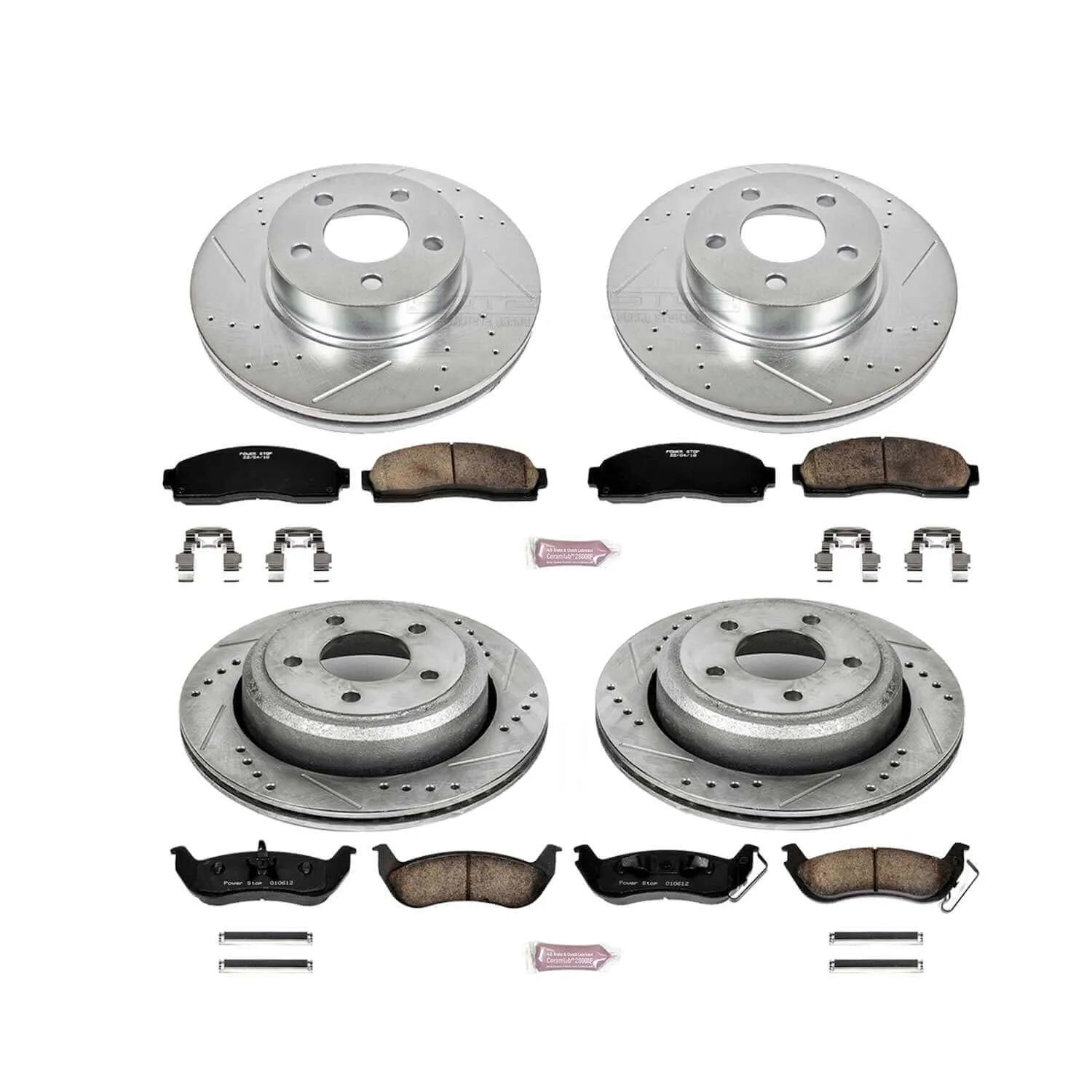 Power Stop K6273 - Z23 Evolution Sport Performance 1-Click Brake Kit With Hardware (Front And Rear)