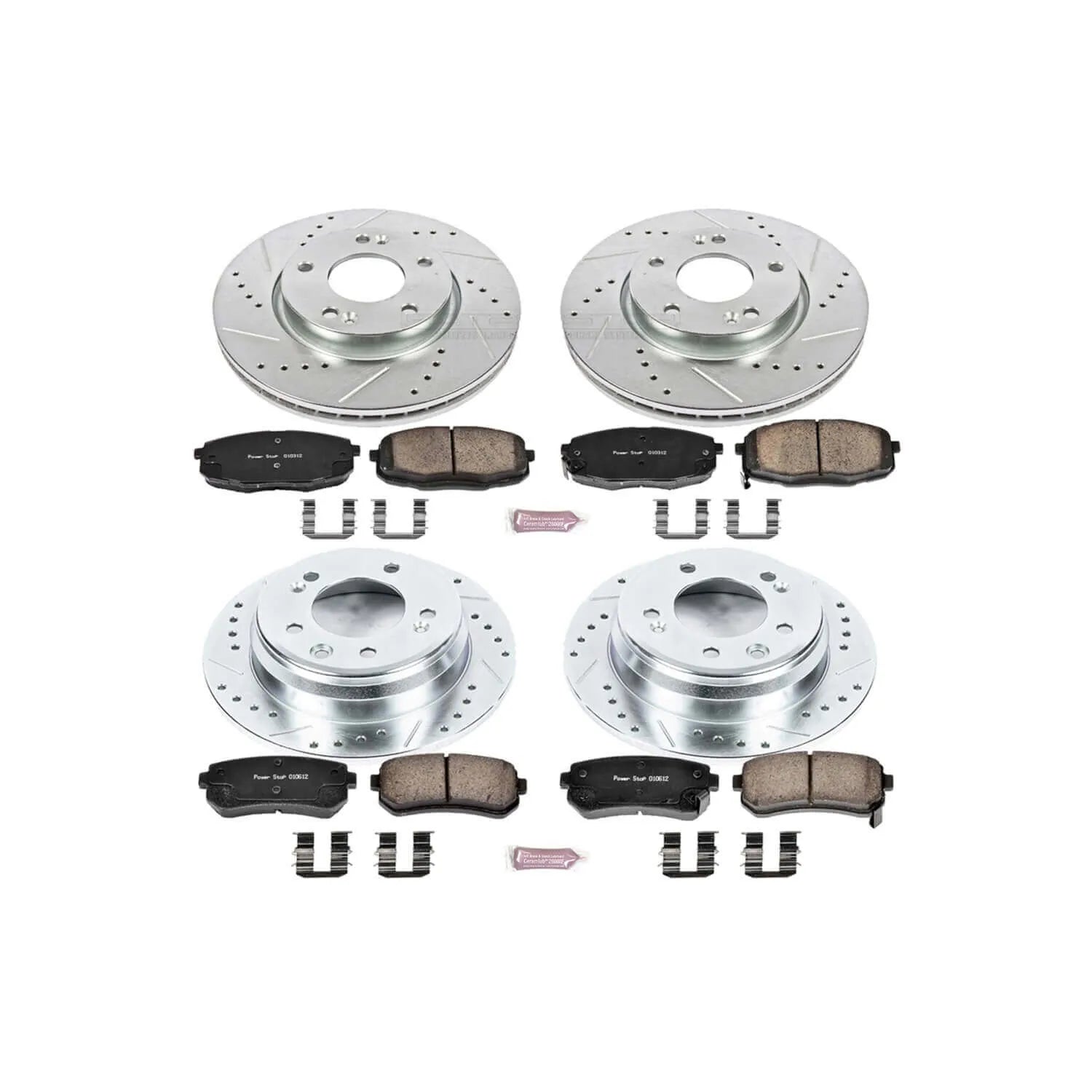 Power Stop K6302 - Z23 Evolution Sport Performance 1-Click Brake Kit With Hardware (Front And Rear)