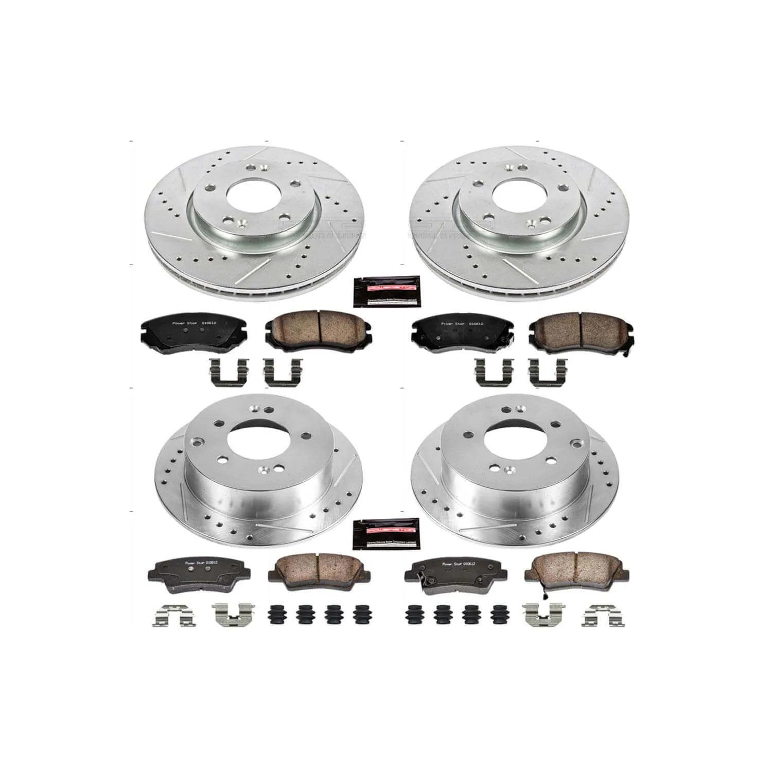 Power Stop K6303 - Z23 Evolution Sport Performance 1-Click Brake Kit With Hardware (Front And Rear)