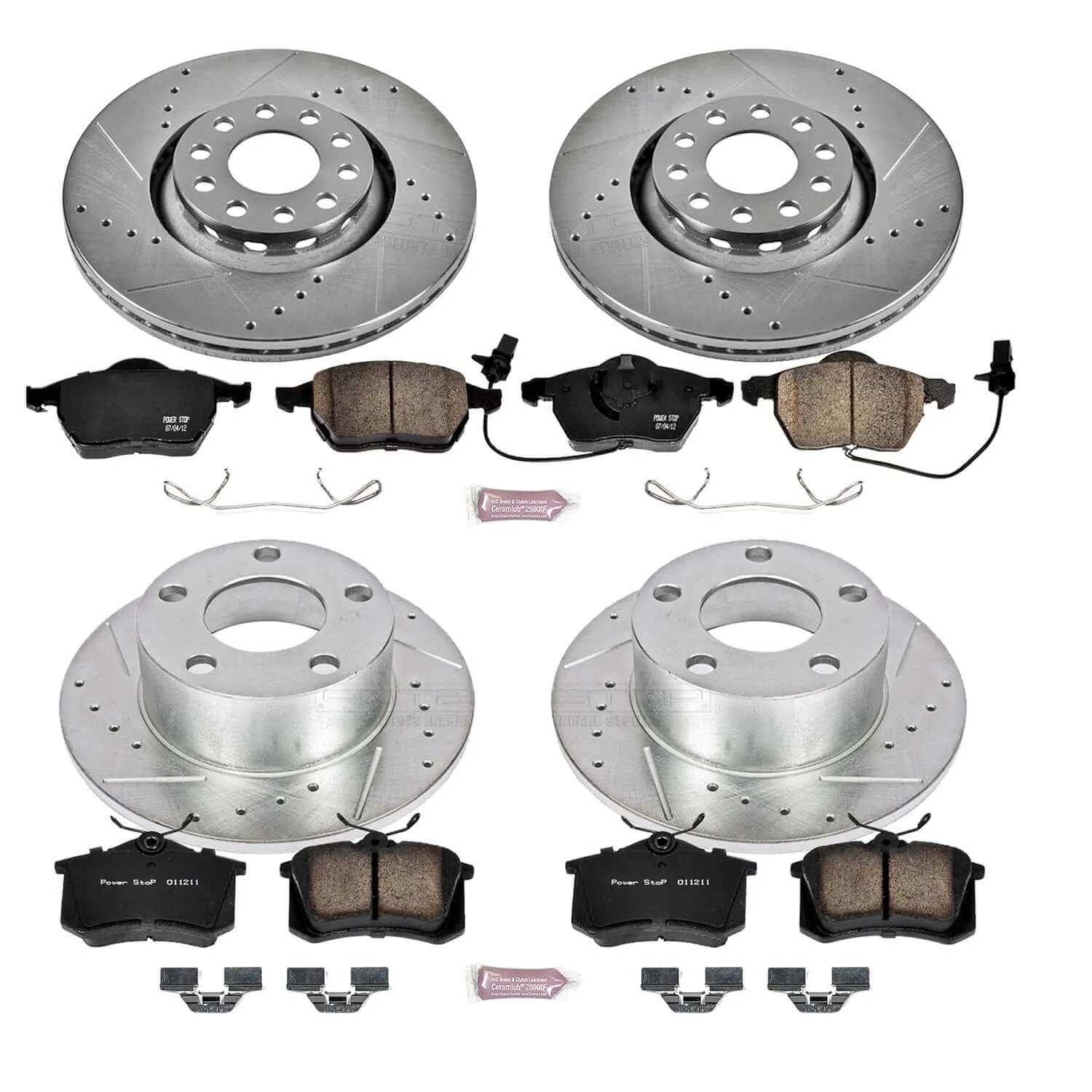 Power Stop K637 - Z23 Evolution Sport Performance 1-Click Brake Kit With Hardware (Front And Rear)
