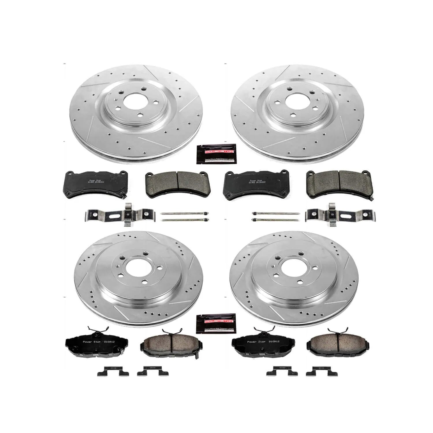 Power Stop K6401 - Z23 Evolution Sport Performance 1-Click Brake Kit With Hardware (Front And Rear)