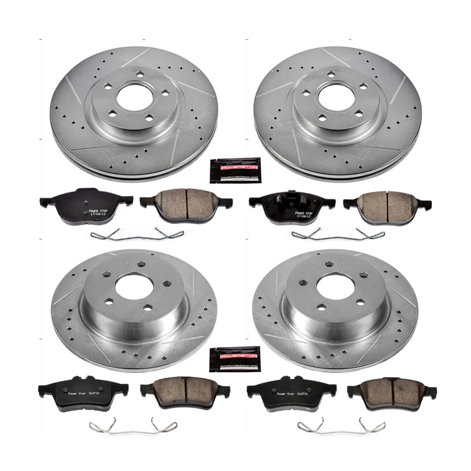 Power Stop K6477 - Z23 Evolution Sport Performance 1-Click Brake Kit With Hardware (Front And Rear)