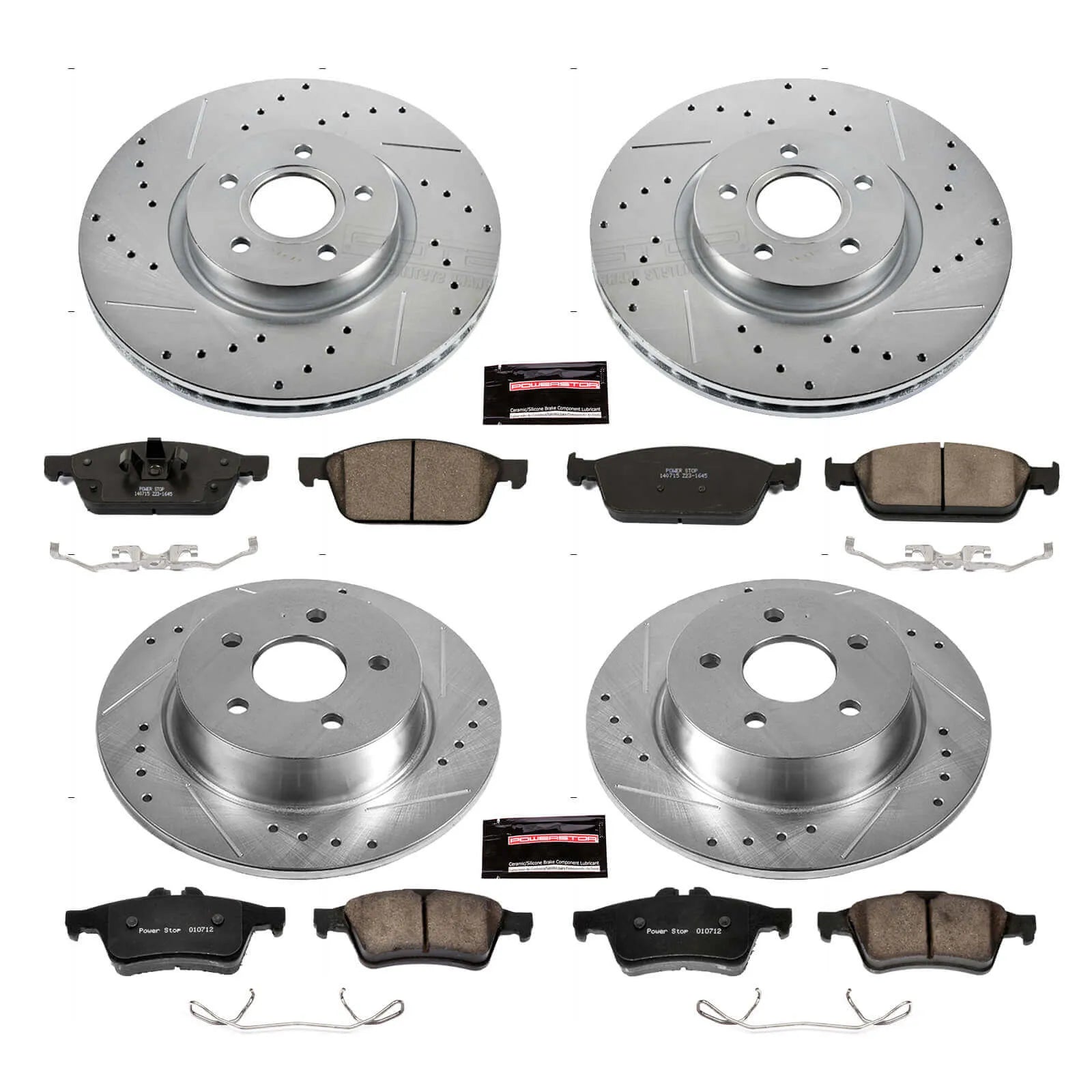 Power Stop K6478 - Z23 Evolution Sport Performance 1-Click Brake Kit With Hardware (Front And Rear)