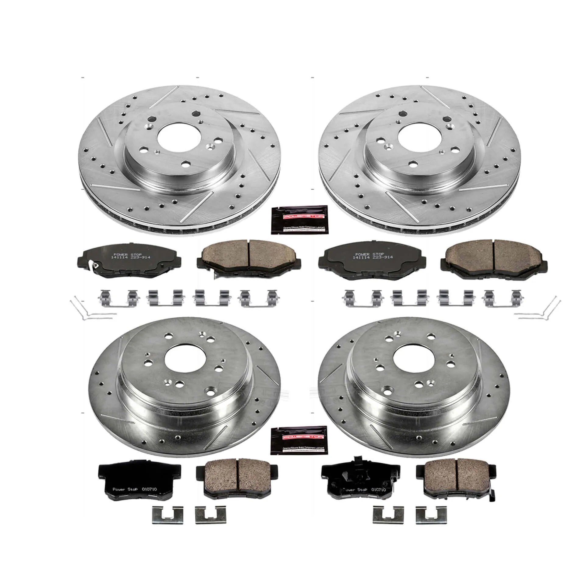 Power Stop K6489 - Z23 Evolution Sport Performance 1-Click Brake Kit With Hardware (Front And Rear)