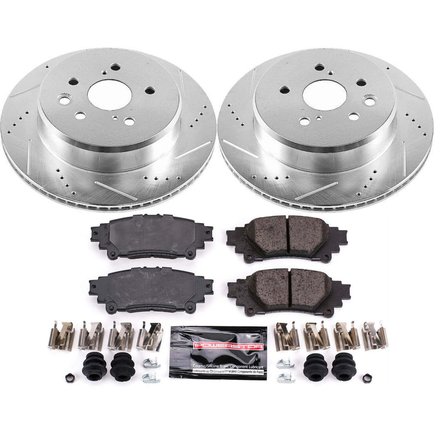Power Stop K6514 - Z23 Evolution Sport Performance 1-Click Drilled And Slotted Rear Brake Kit