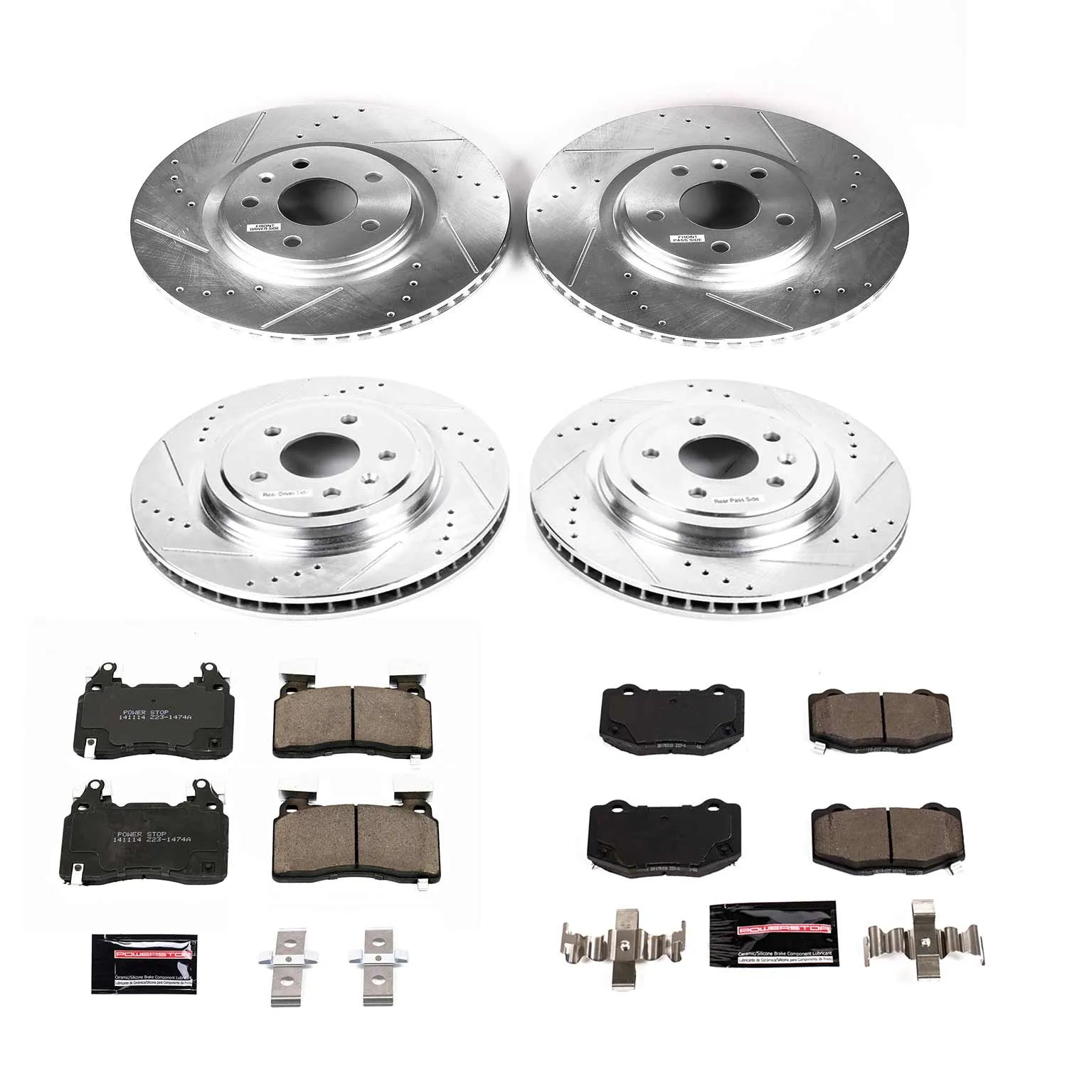 Power Stop K6523 - Z23 Evolution Sport Performance 1-Click Brake Kit With Hardware (Front And Rear)