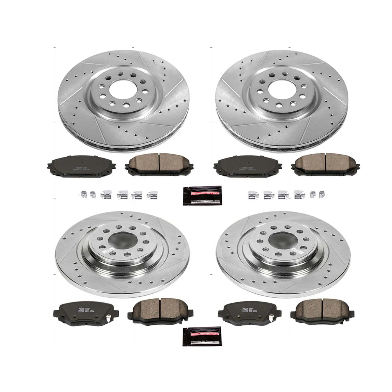 Power Stop K6541 - Z23 Evolution Sport Performance 1-Click Brake Kit With Hardware (Front And Rear)