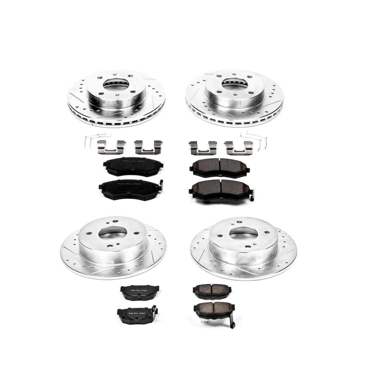 Power Stop K657 - Z23 Evolution Sport Performance 1-Click Brake Kit With Hardware (Front And Rear)