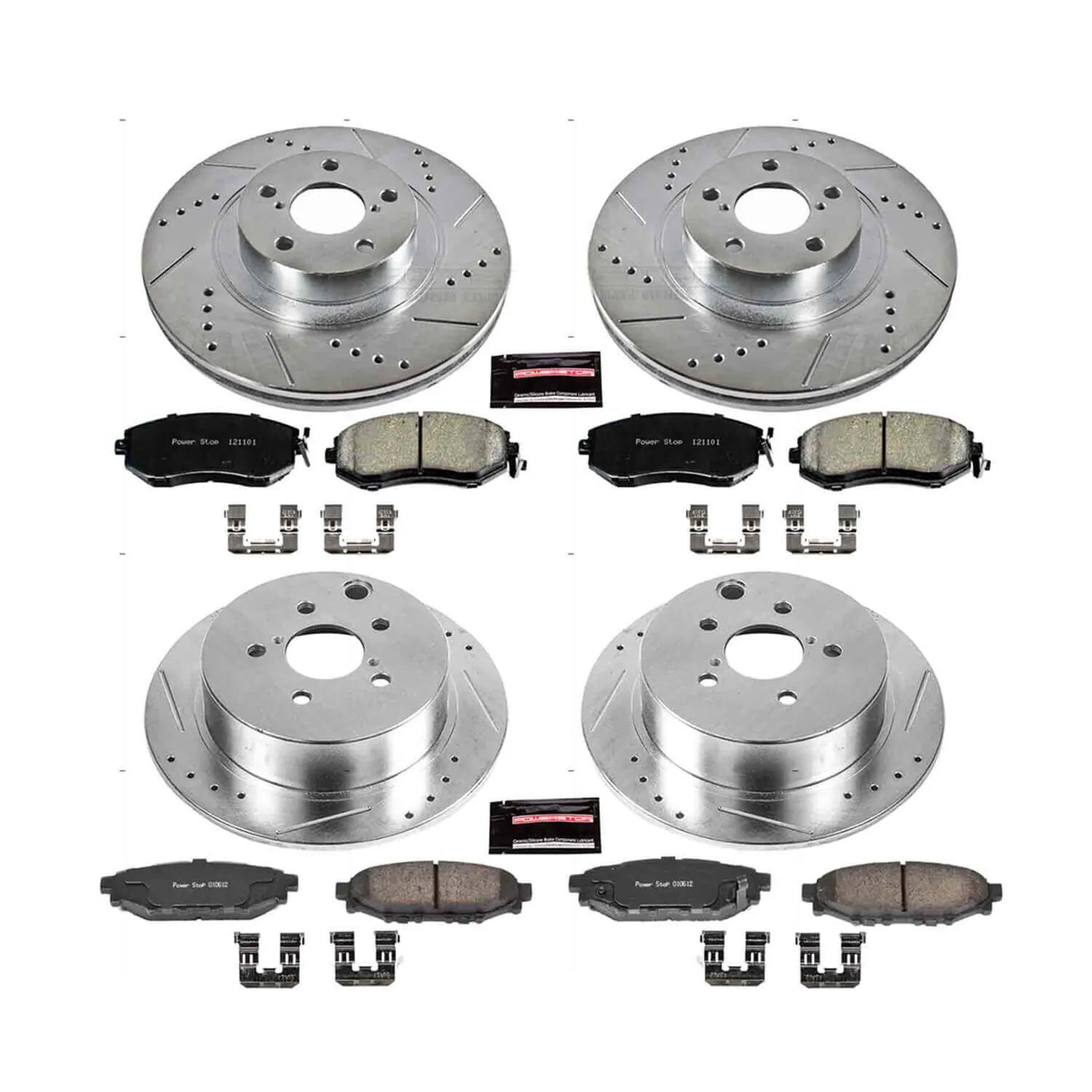 Power Stop K6762 - Z23 Evolution Sport Performance 1-Click Brake Kit With Hardware (Front And Rear)