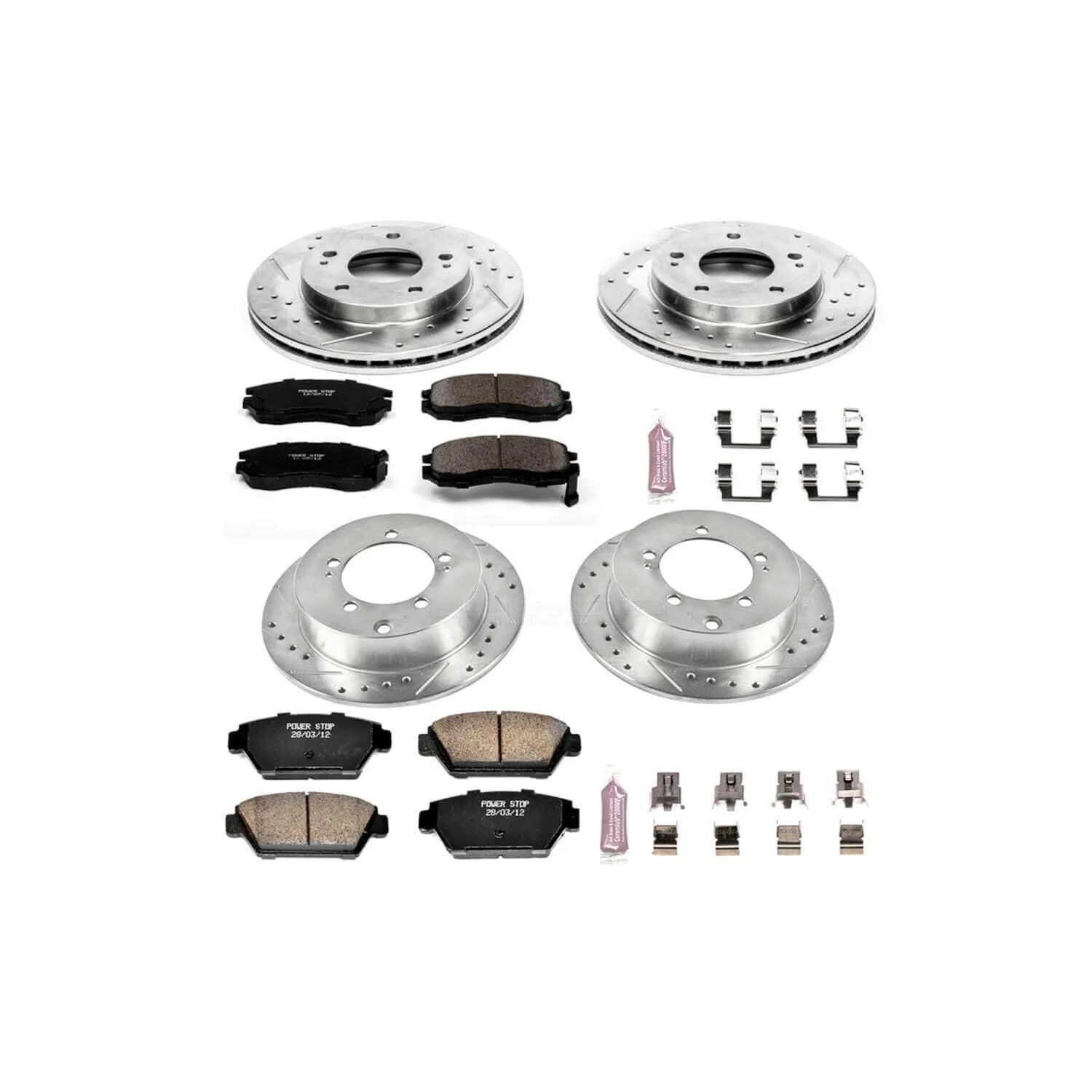 Power Stop K682 - Z23 Evolution Sport Performance 1-Click Brake Kit With Hardware (Front And Rear)