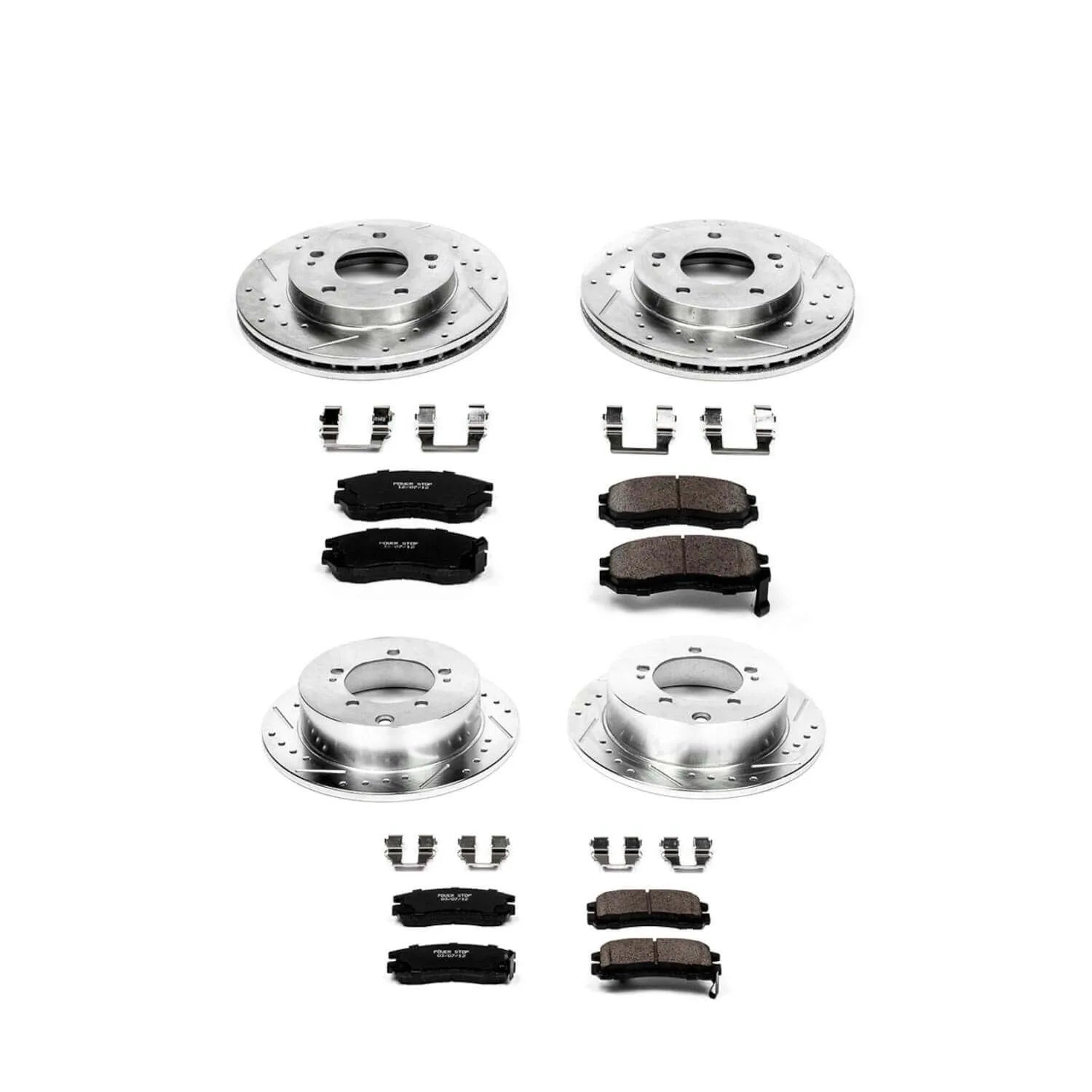 Power Stop K683 - Z23 Evolution Sport Performance 1-Click Brake Kit With Hardware (Front And Rear)