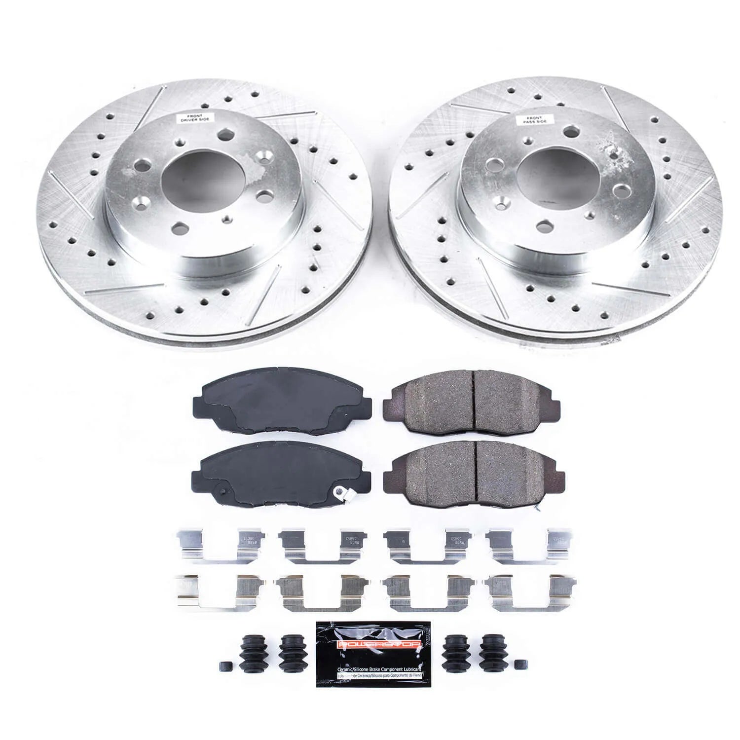 Power Stop K690 - Z23 Evolution Sport Performance 1-Click Brake Kit With Hardware (Front)