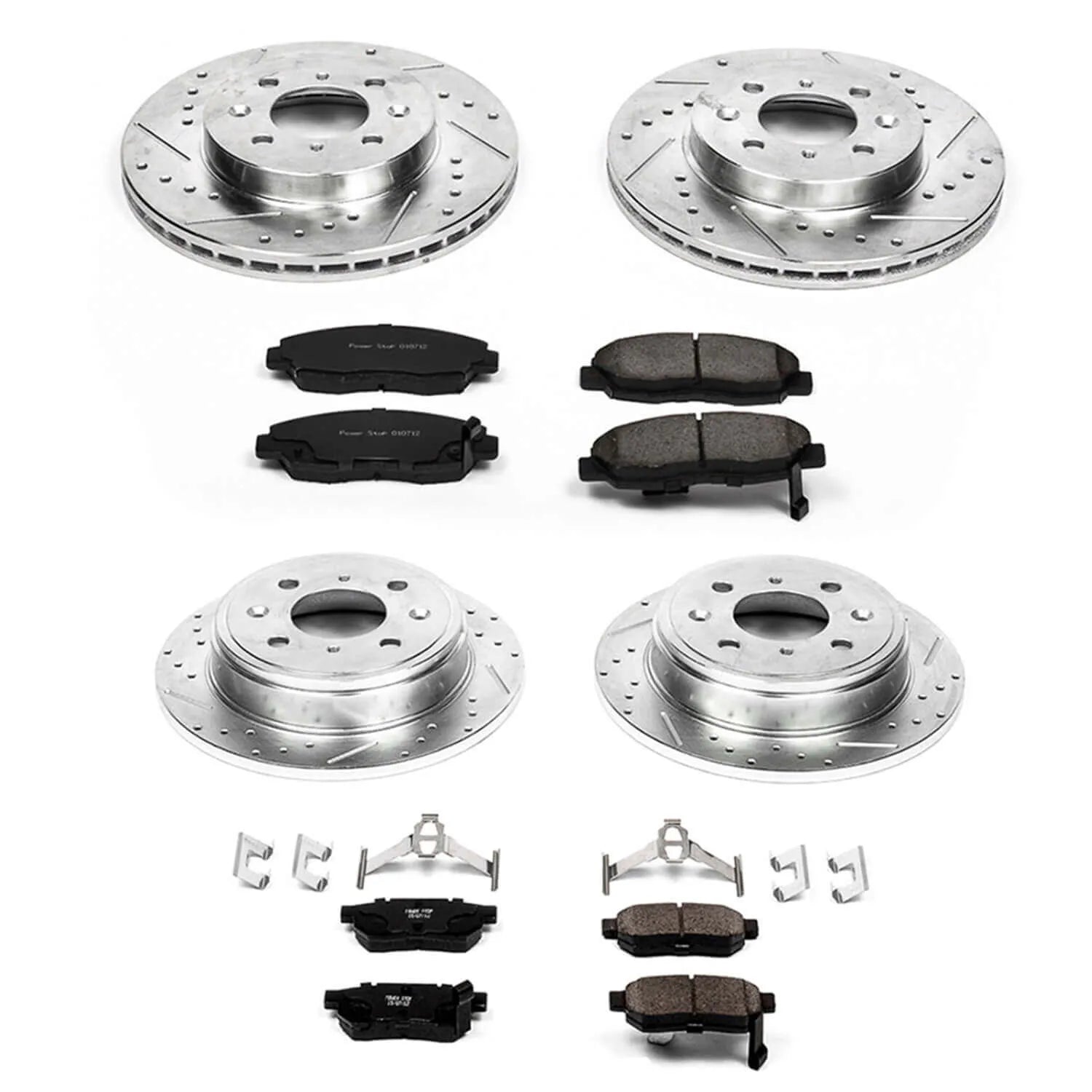 Power Stop K691 - Z23 Evolution Sport Performance 1-Click Brake Kit With Hardware (Front And Rear)