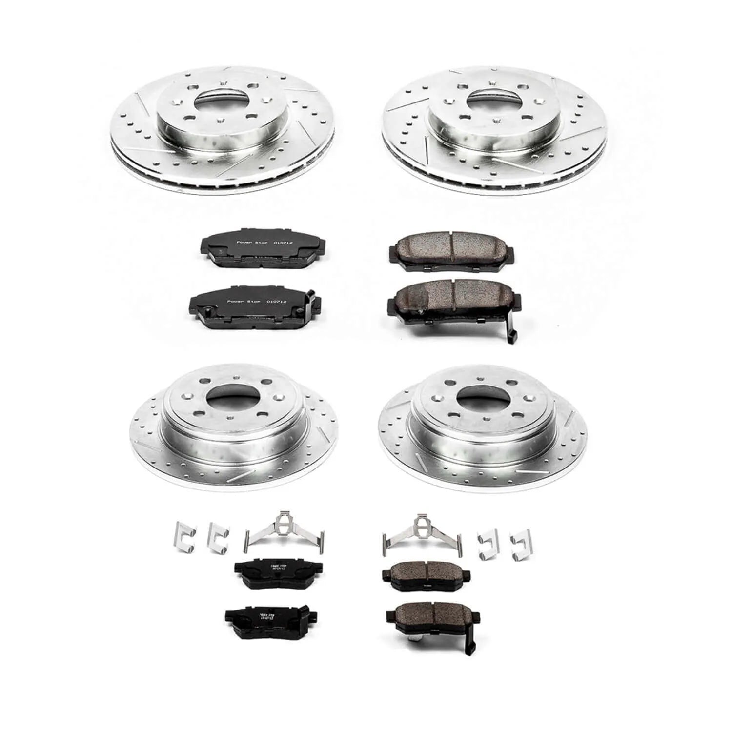 Power Stop K693 - Z23 Evolution Sport Performance 1-Click Brake Kit With Hardware (Front And Rear)