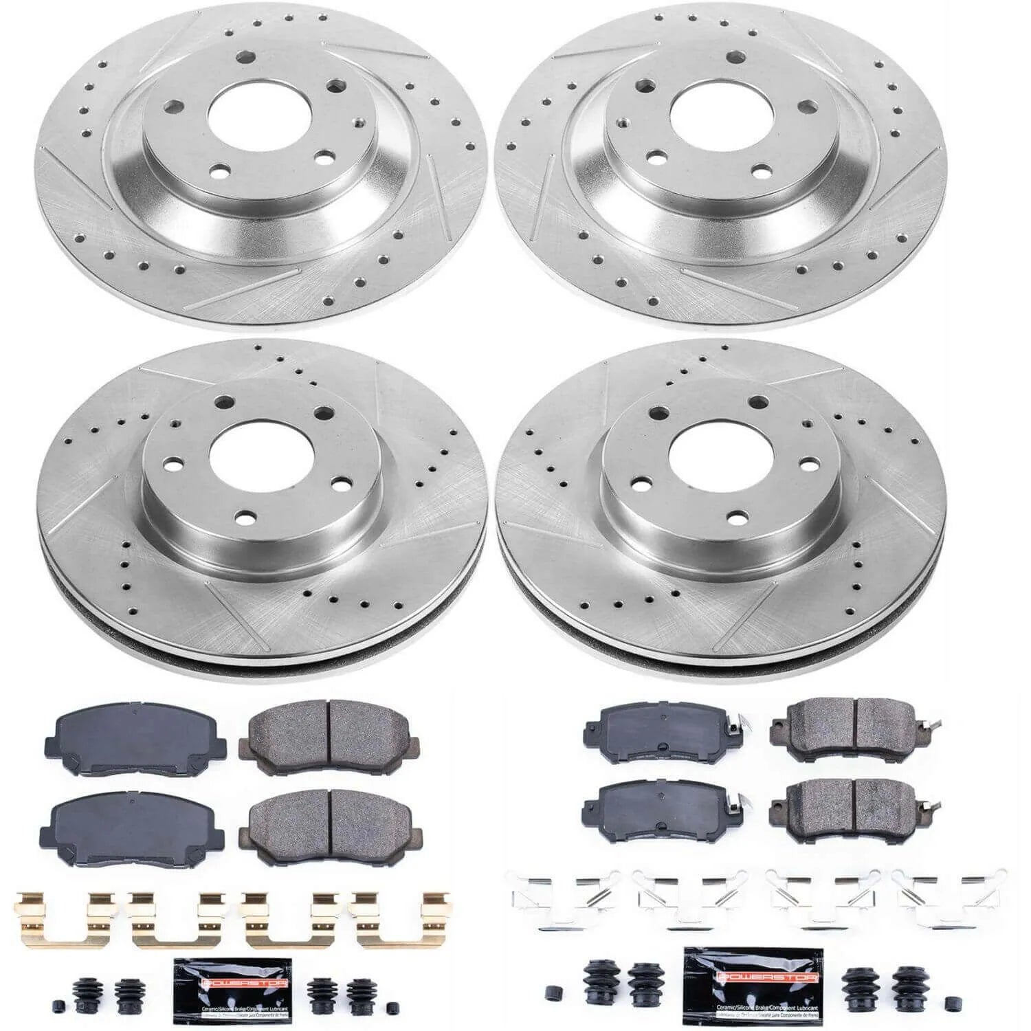 Power Stop K6965 - Z23 Evolution Sport Performance 1-Click Drilled And Slotted Front And Rear Brake Kit