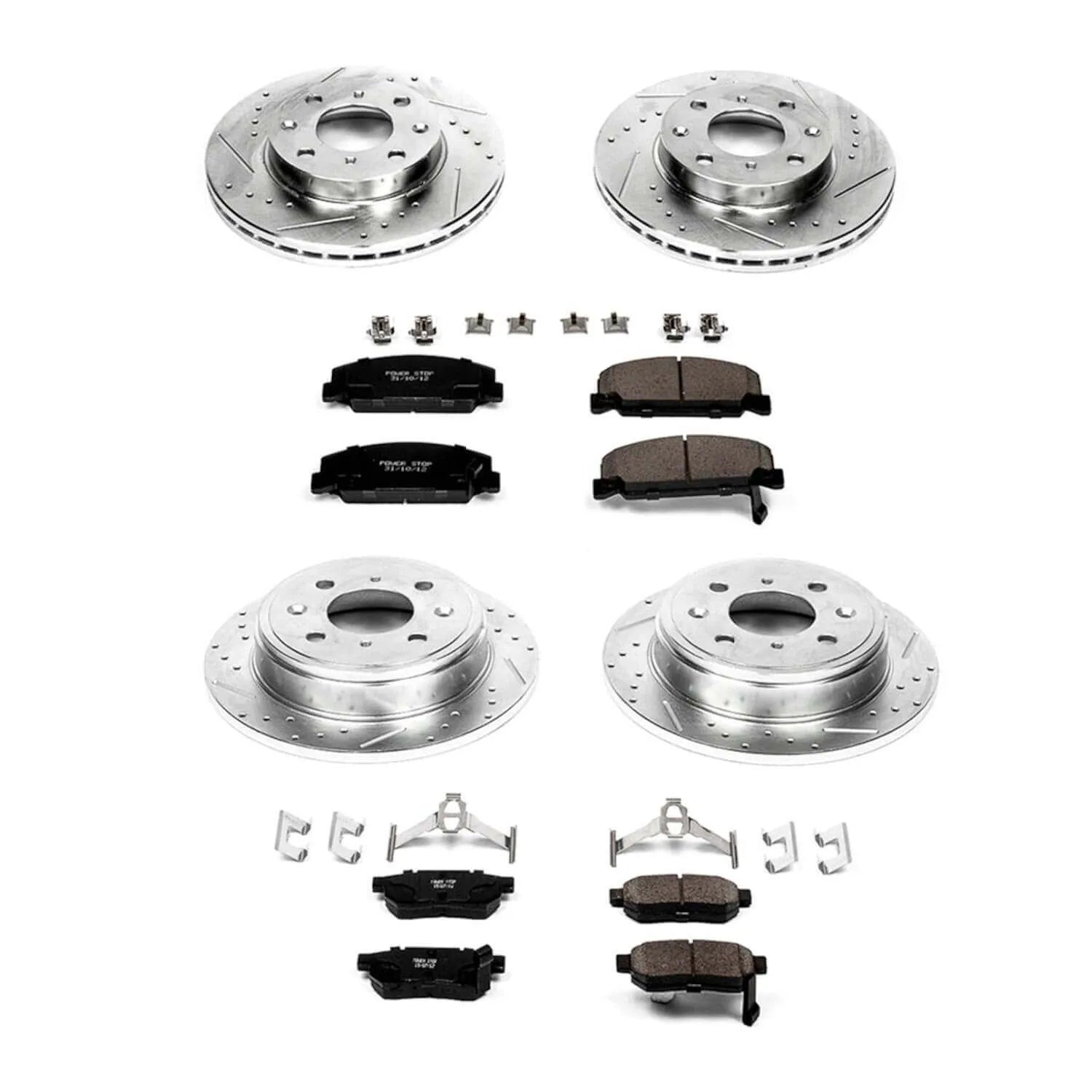 Power Stop K700 - Z23 Evolution Sport Performance 1-Click Brake Kit With Hardware (Front And Rear)