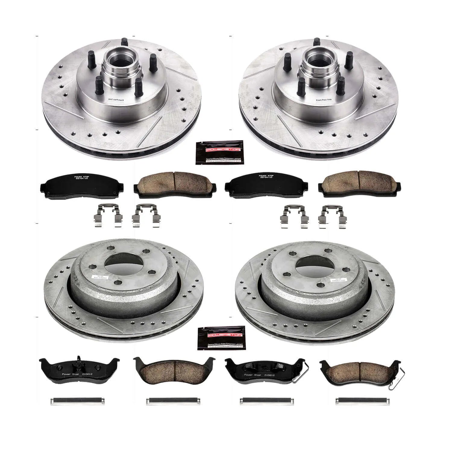 Power Stop K7003 - Z23 Evolution Sport Performance 1-Click Brake Kit With Hardware (Front And Rear)