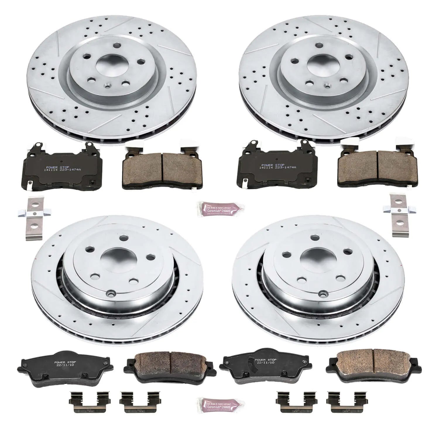 Power Stop K7005 - Z23 Evolution Sport Performance 1-Click Brake Kit (Front And Rear)