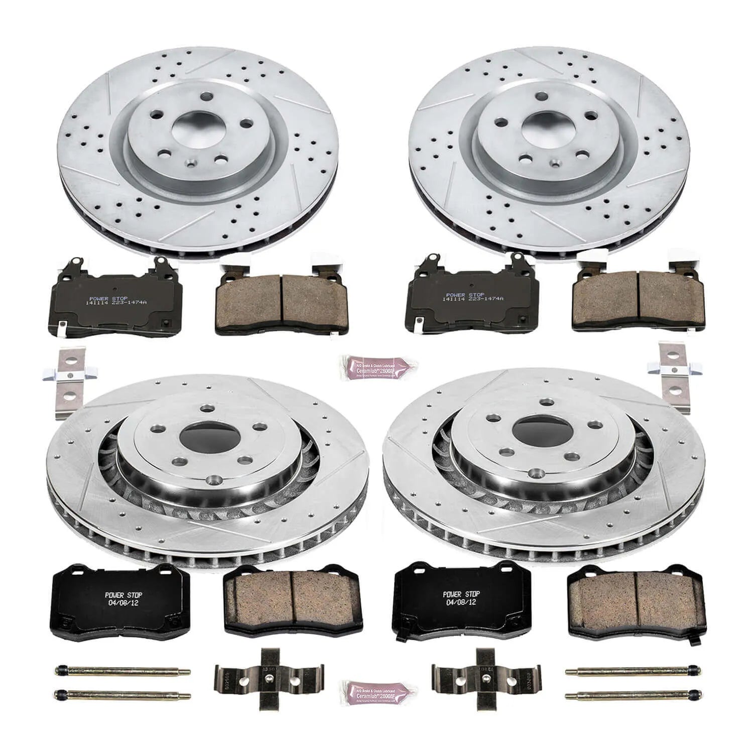 Power Stop K7006 - Z23 Evolution Sport Performance 1-Click Brake Kit With Hardware (Front And Rear)