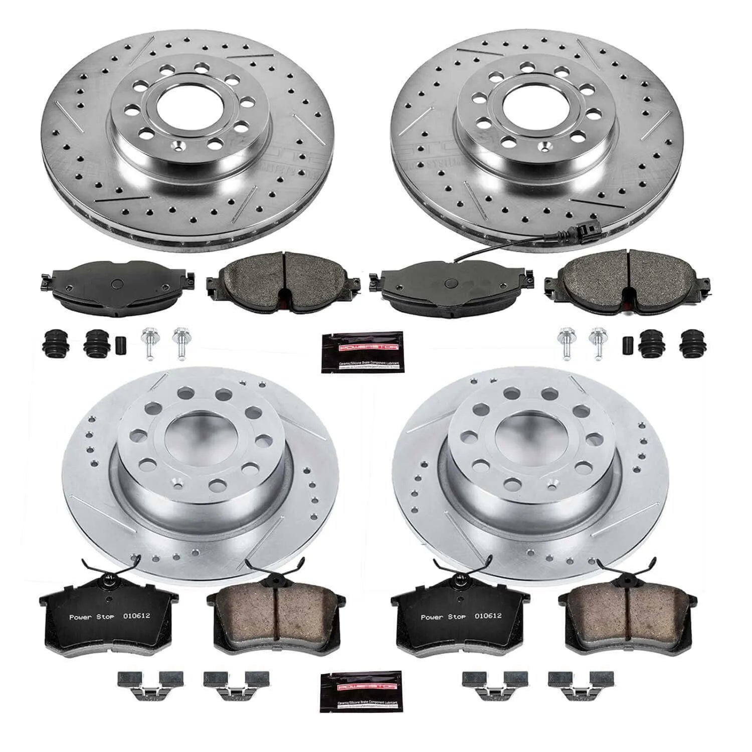 Power Stop K7109 - Z23 Evolution Sport Performance 1-Click Brake Kit With Hardware (Front And Rear)