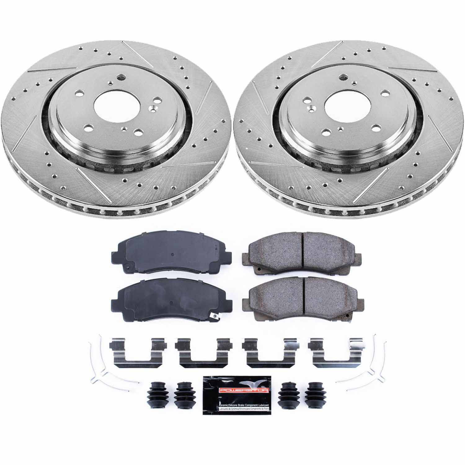 Power Stop K7214 - Z23 Evolution Sport Performance 1-Click Drilled And Slotted Front Brake Kit