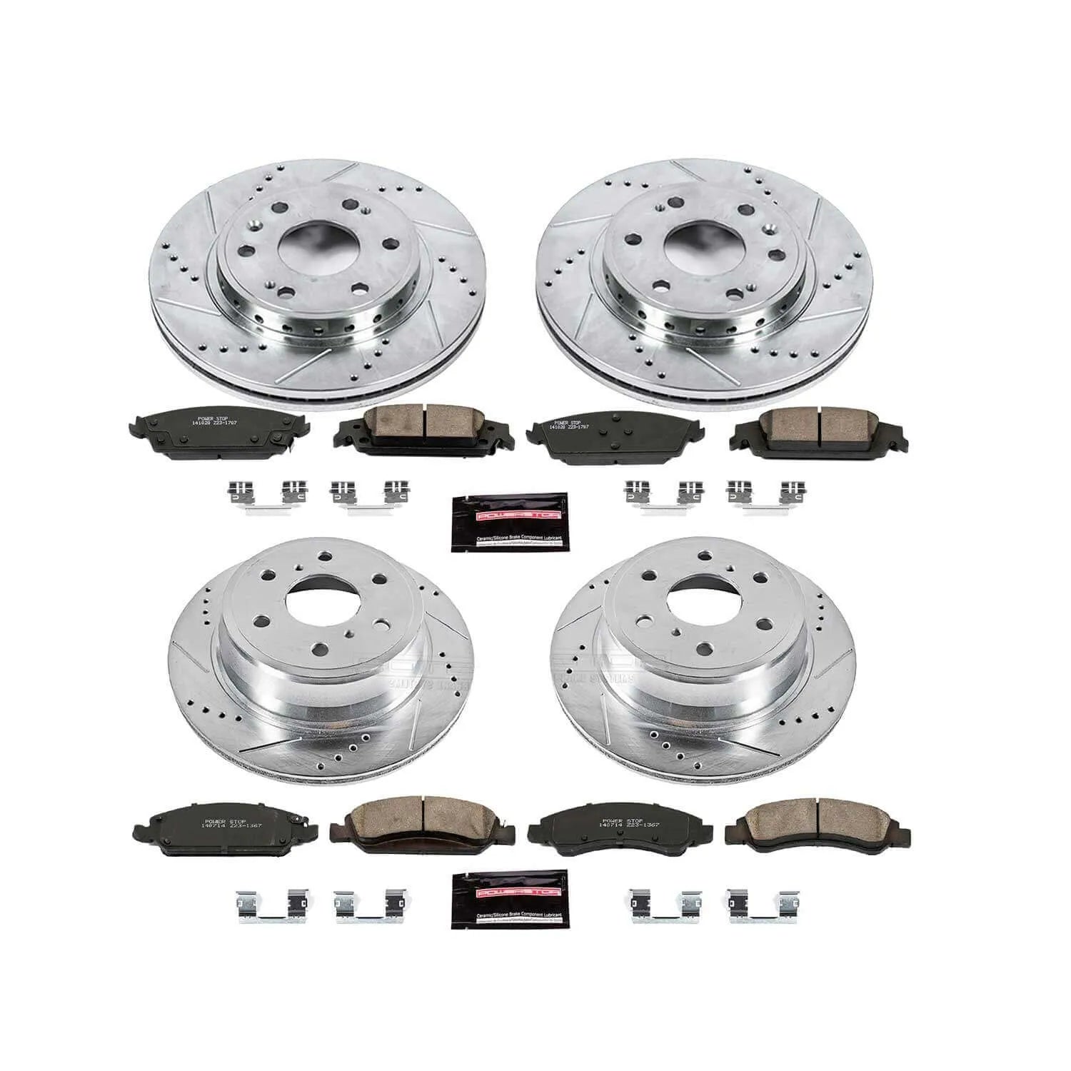 Power Stop K7225 - Z23 Evolution Sport Performance 1-Click Brake Kit With Hardware (Front And Rear)