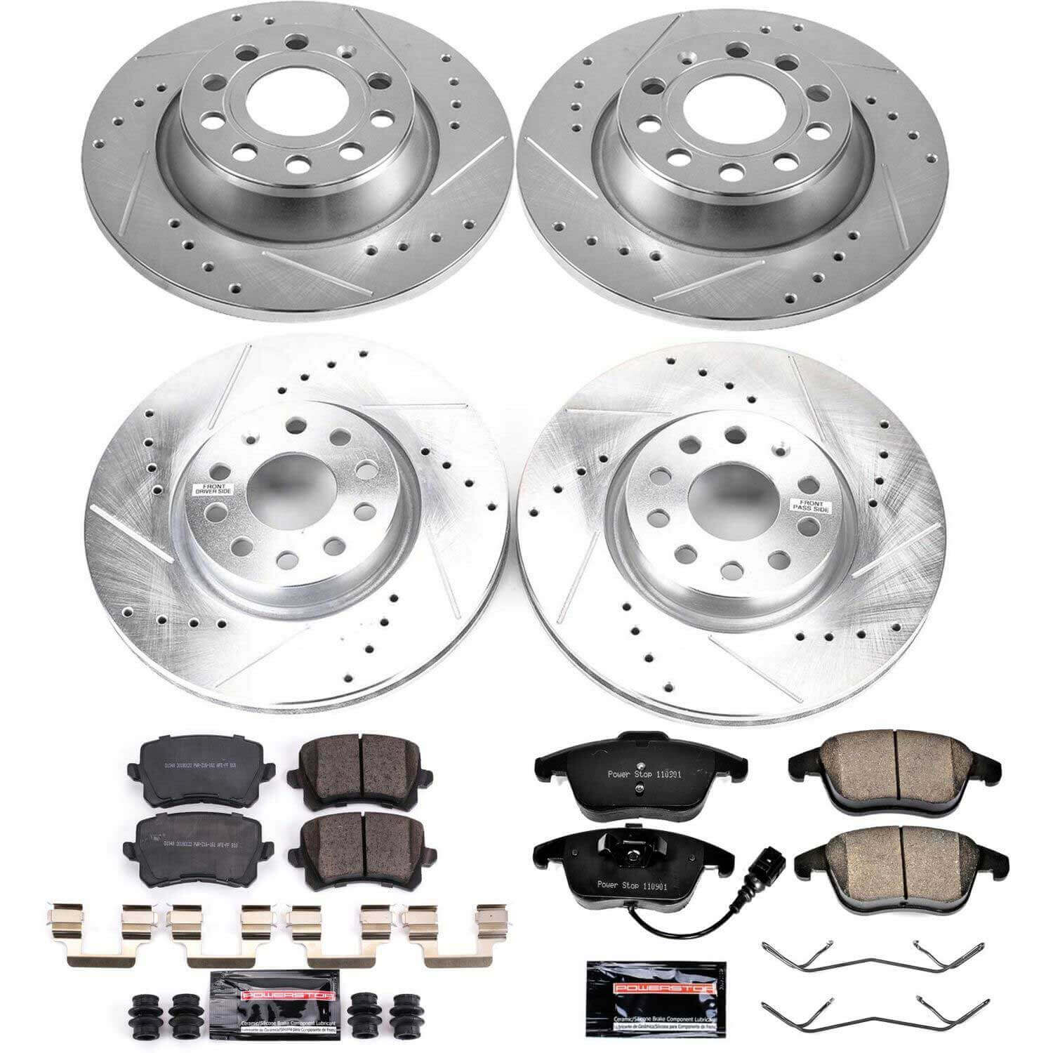 Power Stop K7339 - Z23 Evolution Sport Performance 1-Click Drilled And Slotted Front And Rear Brake Kit