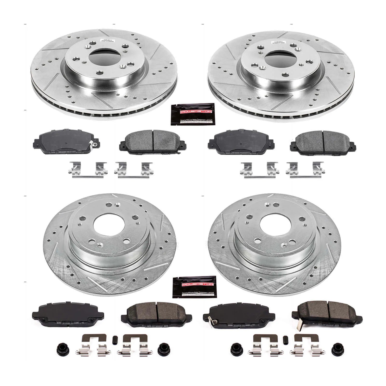 Power Stop K7349 - Z23 Evolution Sport Performance 1-Click Drilled And Slotted Front And Rear Brake Kit