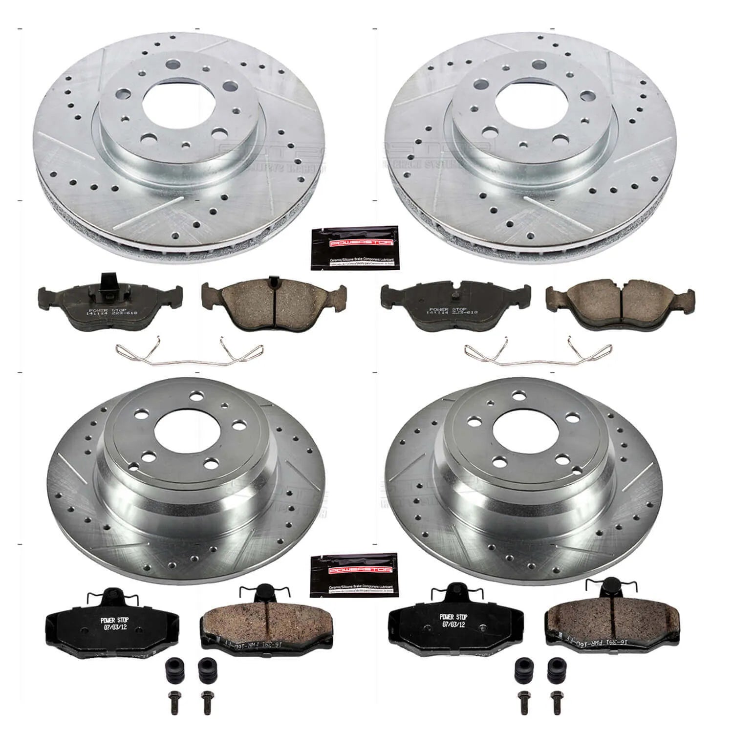 Power Stop K7498 - Front And Rear Z23 Evolution Sport Performance 1-Click Pad And Rotor Kit