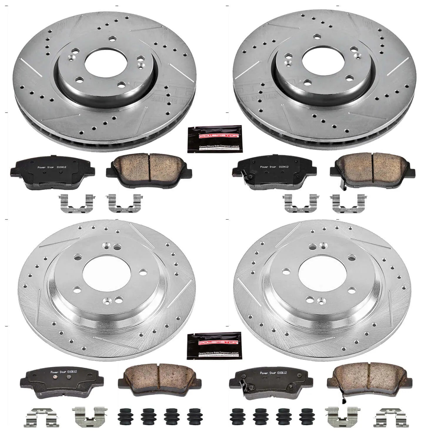 Power Stop K7504 - Z23 Evolution Sport Performance 1-Click Drilled And Slotted Front And Rear Brake Kit
