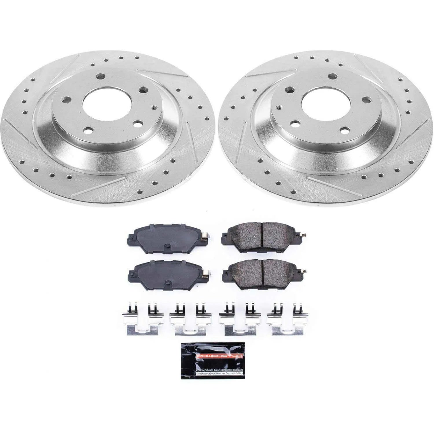 Power Stop K7516 - Z23 Evolution Sport Performance 1-Click Drilled And Slotted Rear Brake Kit