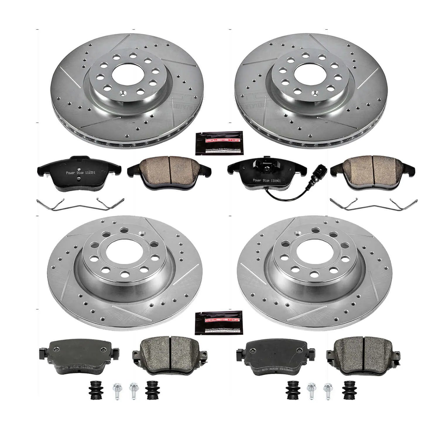 Power Stop K7537 - Z23 Evolution Sport Performance 1-Click Drilled And Slotted Front And Rear Brake Kit