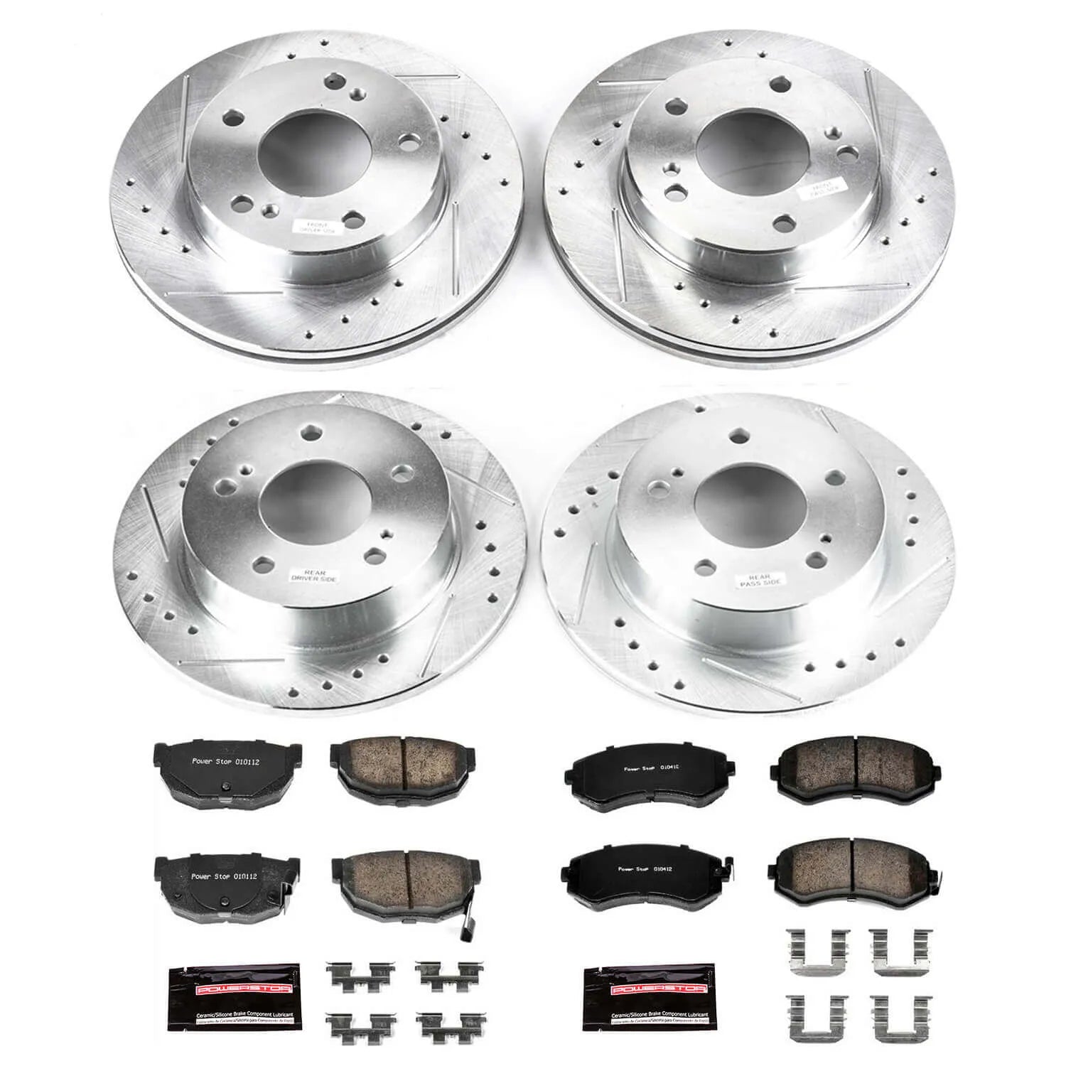 Power Stop K755 - Z23 Evolution Sport Performance 1-Click Brake Kit With Hardware (Front And Rear)