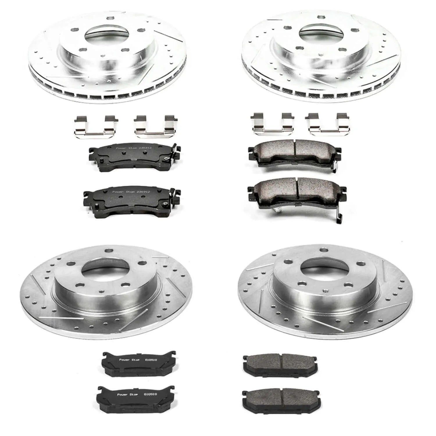 Power Stop K783 - Z23 Evolution Sport Performance 1-Click Brake Kit With Hardware (Front And Rear)