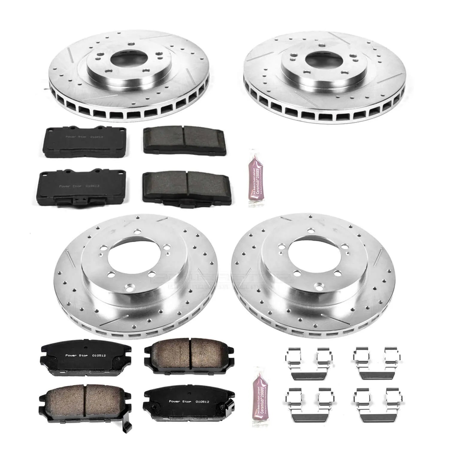 Power Stop K797 - Z23 Evolution Sport Performance 1-Click Brake Kit With Hardware (Front And Rear)