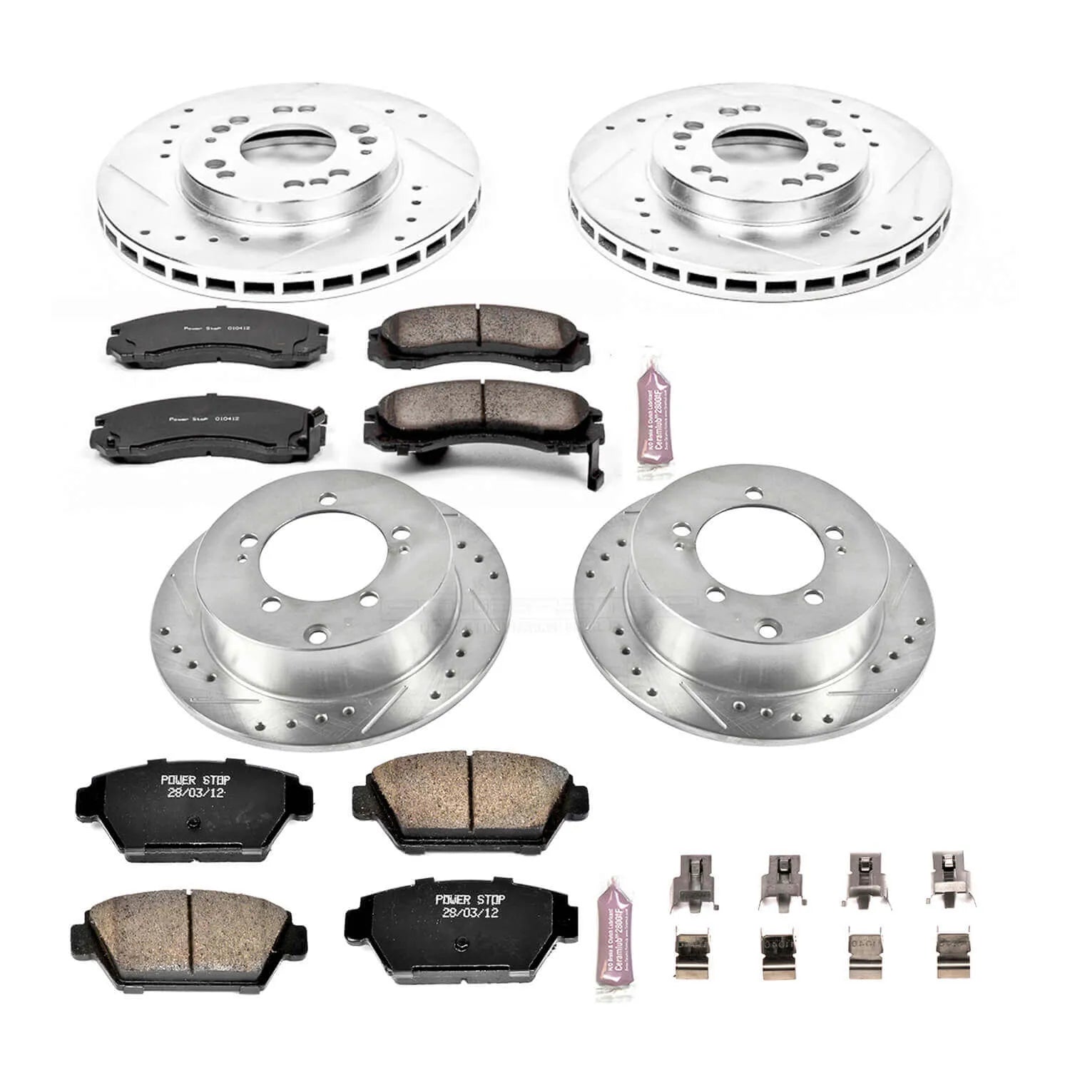 Power Stop K799 - Z23 Evolution Sport Performance 1-Click Brake Kit With Hardware (Front And Rear)
