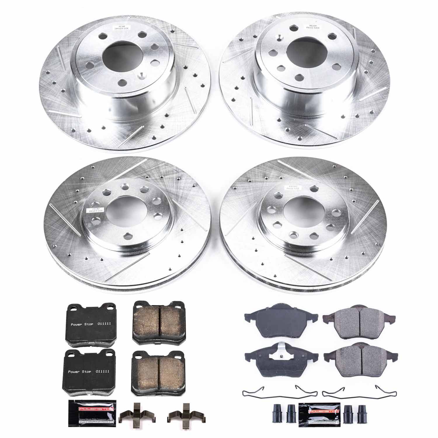 Power Stop K833 - Z23 Evolution Sport Performance 1-Click Brake Kit With Hardware (Front And Rear)