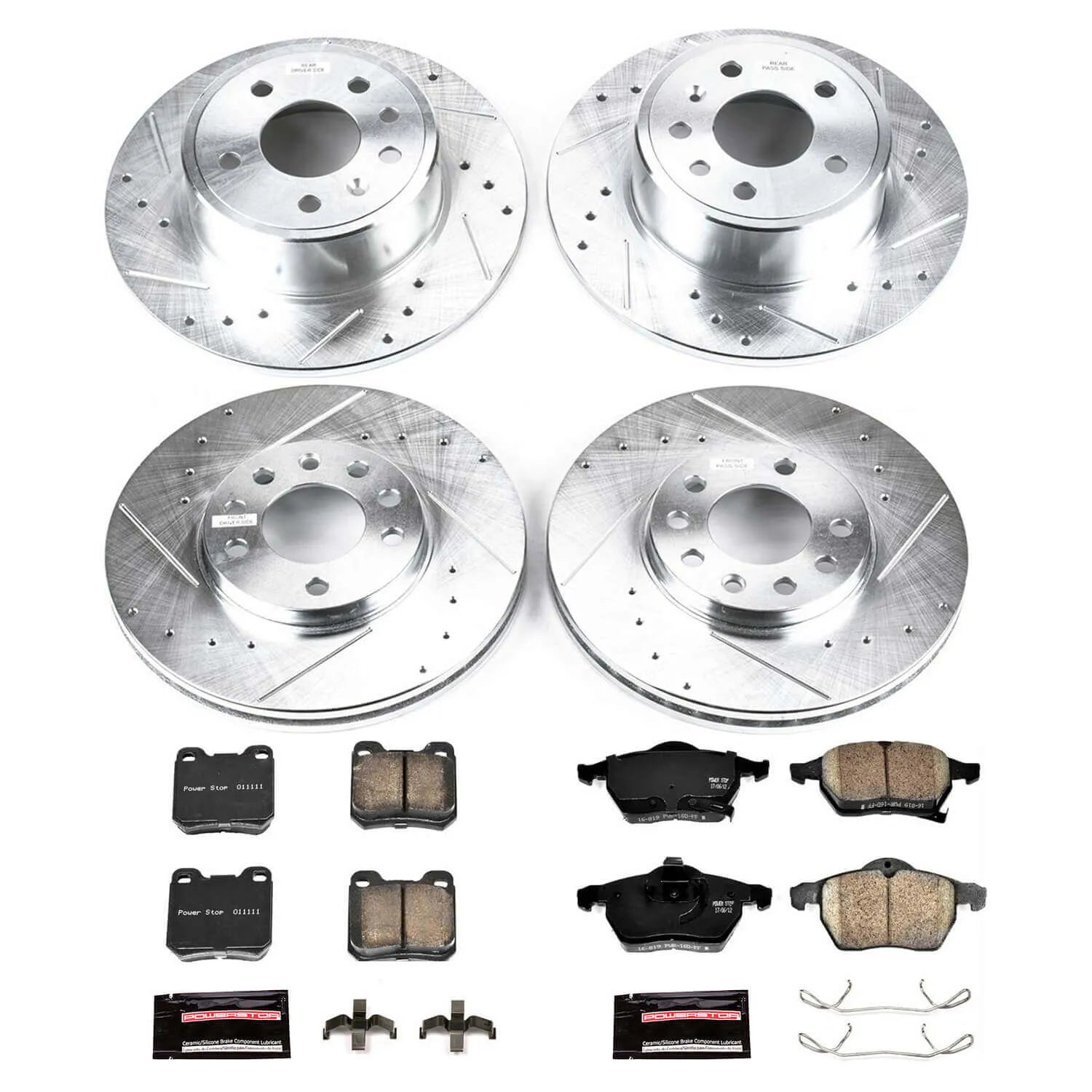 Power Stop K835 - Z23 Evolution Sport Performance 1-Click Brake Kit With Hardware (Front And Rear)