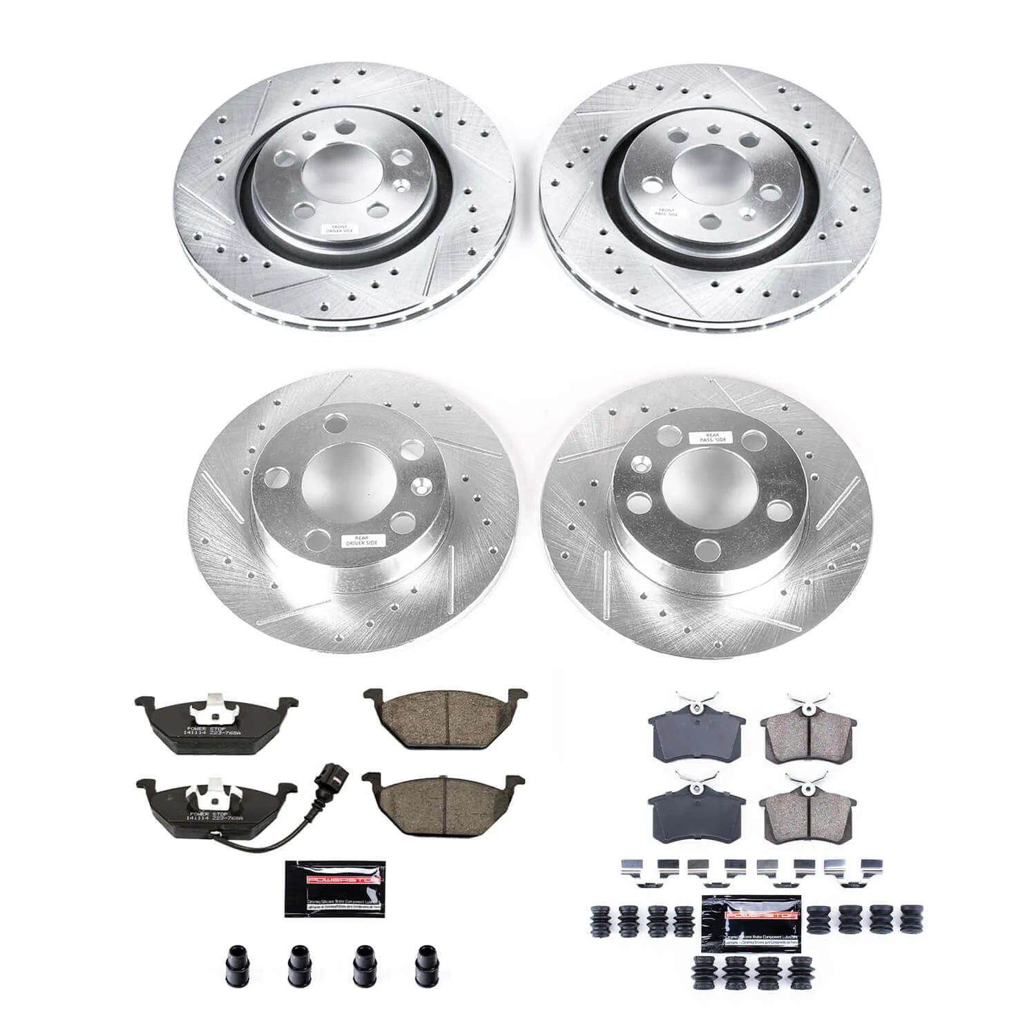 Power Stop K840 - Z23 Evolution Sport Performance 1-Click Brake Kit With Hardware (Front And Rear)