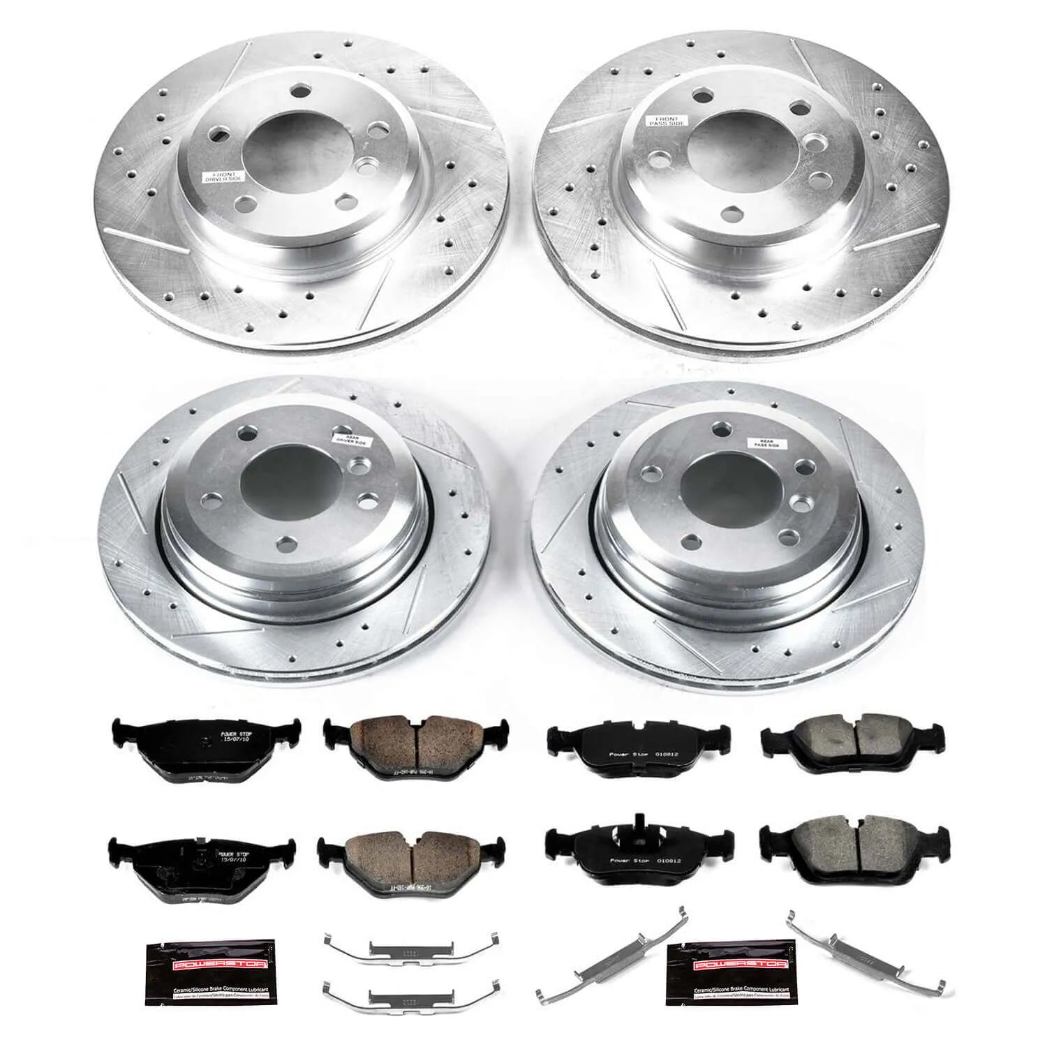 Power Stop K874 - Z23 Evolution Sport Performance 1-Click Brake Kit With Hardware (Front And Rear)
