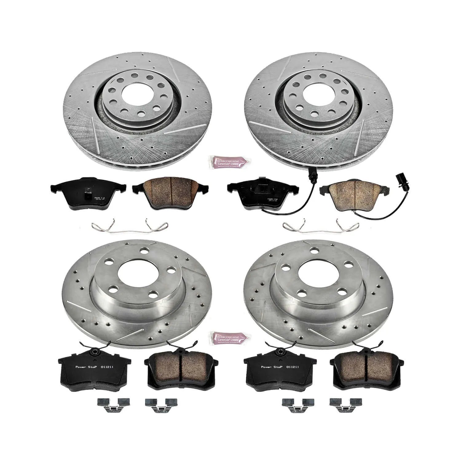 Power Stop K893 - Z23 Evolution Sport Performance 1-Click Brake Kit With Hardware (Front And Rear)