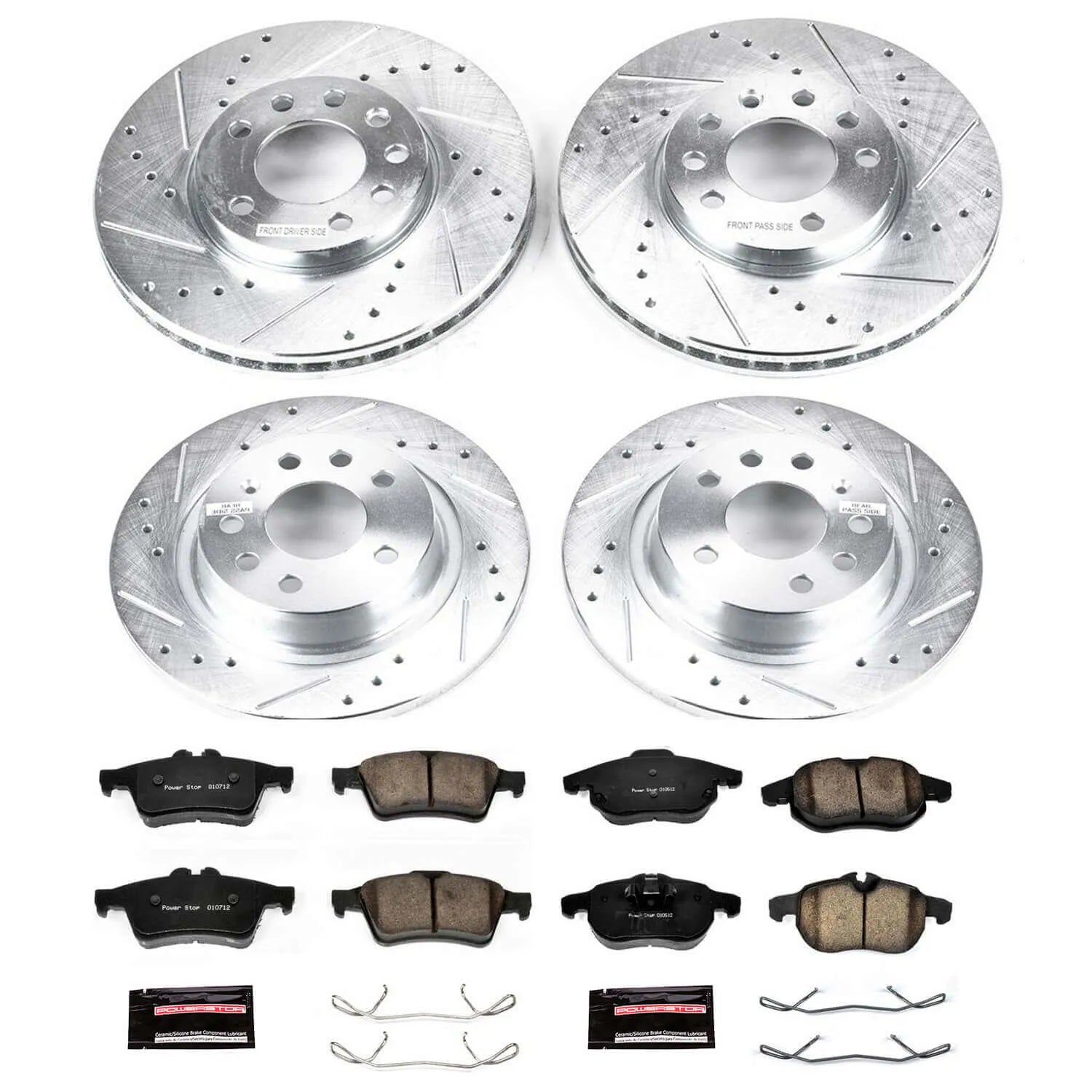 Power Stop K979 - Z23 Evolution Sport Performance 1-Click Brake Kit With Hardware (Front And Rear)