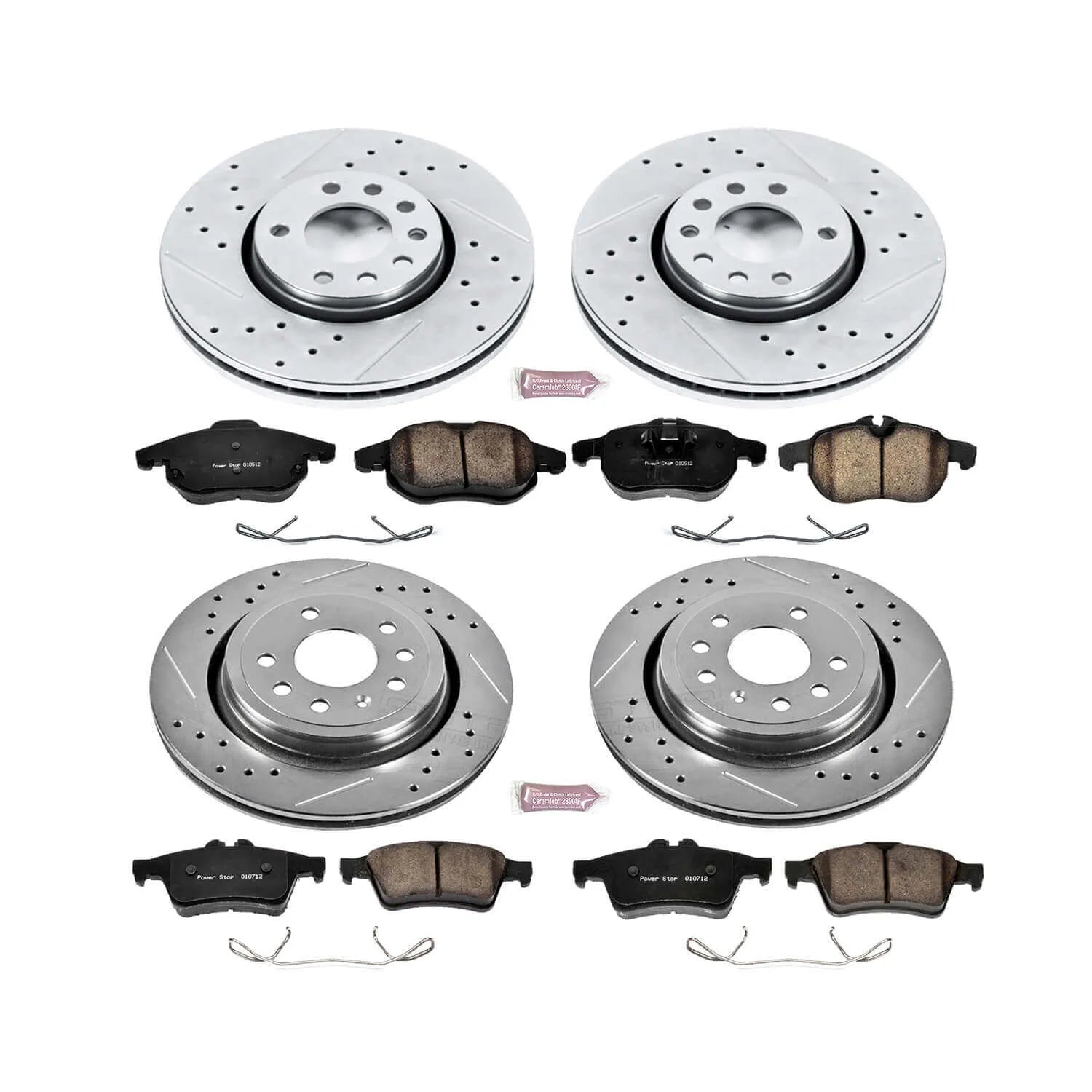 Power Stop K986 - Z23 Evolution Sport Performance 1-Click Brake Kit With Hardware (Front And Rear)