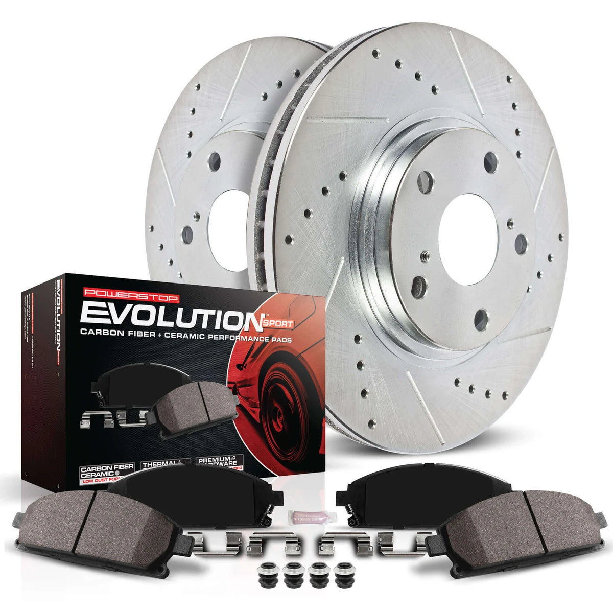 Power Stop K1549 - Z23 Evolution Sport Performance 1-Click Brake Kit With Hardware (Front)