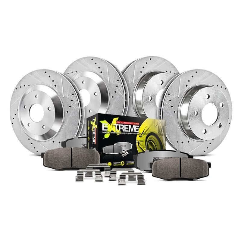 Power Stop K9252-26 Front And Rear Z26 Street Warrior Pad And Rotor Kit for 2020 Tesla Model Y Long Range, Standard Range product image