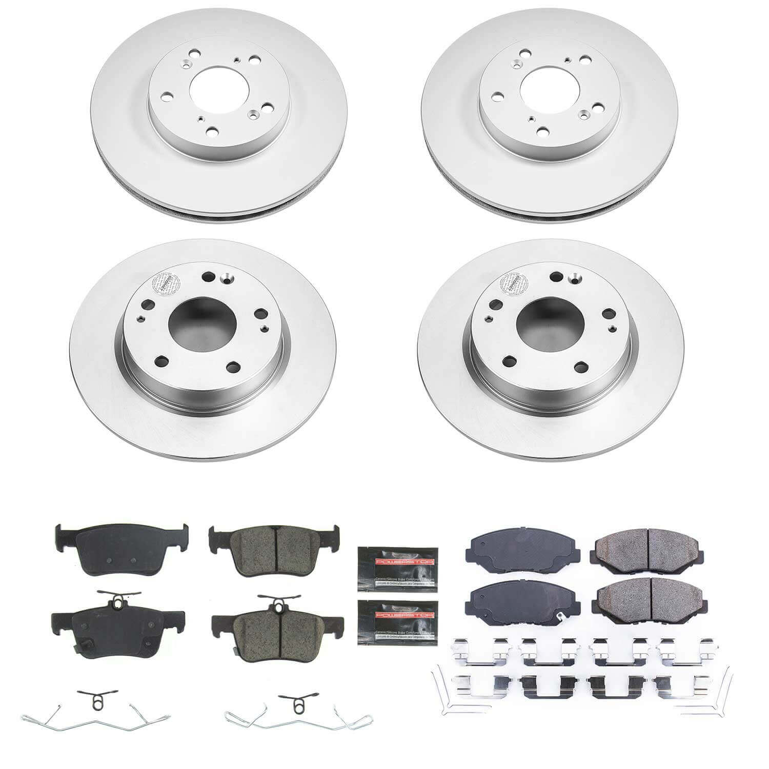Power Stop CRK8620 Front And Rear Z17 Evolution Pad And Rotor Kit for 2020 Honda Civic EX, EX-L, LX, Sport, Sport Touring Hatchback product image