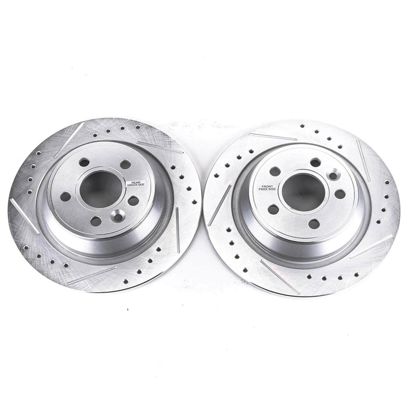 Power Stop EBR1299XPR Evolution Performance 1-Piece Drilled And Slotted Rear Brake Rotors for 2012-2014 Land Rover Range Rover Evoque Dynamic, Prestige, Pure product image