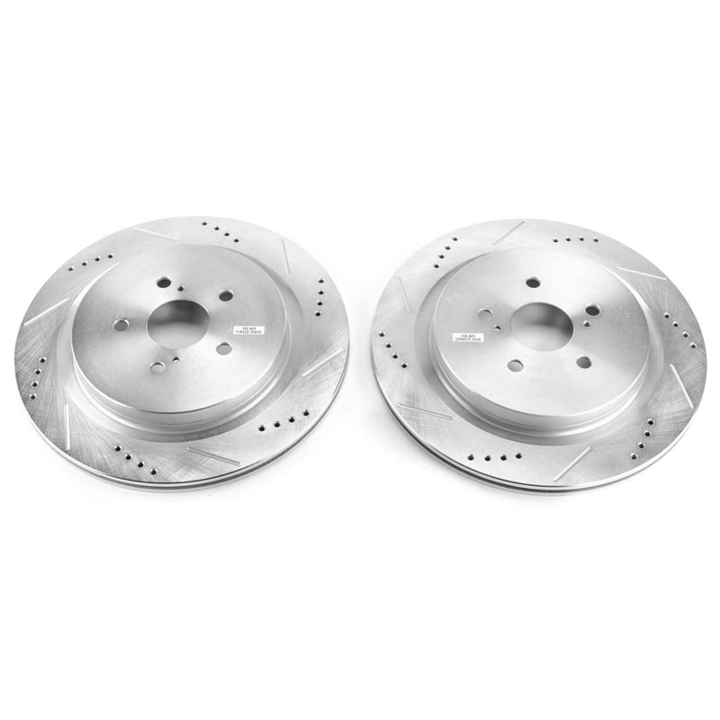 Power Stop JBR1737XPR Evolution Performance Vented 1-Piece Drilled And Slotted Rear Brake Rotors for 2022 Lexus LS500 Base product image